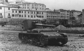 Primera versión del prototipo del Semovente M.41M da 90/53 en el campo de pruebas de la fábrica Ansaldo-Fossati en Génova, 5 de marzo de 1942.
