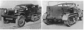 T7 Half-track Personnel Carrier visto desde delante y desde atrás.