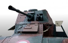Torreta APX 3 del AMD 35 Panhard con su cañón 25 mm SA 35 y su ametralladora coaxial de 7,5 mm.