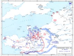Movimientos en el frente de Normandía entre el 1 y el 13 de agosto de 1944, después de la Operación Cobra.