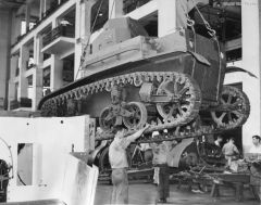 Producción del M3 Light Tank (Stuart) en el Rock Island Arsenal.