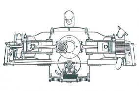 Esquema del motor bóxer de 4 cilindros Krupp M305.